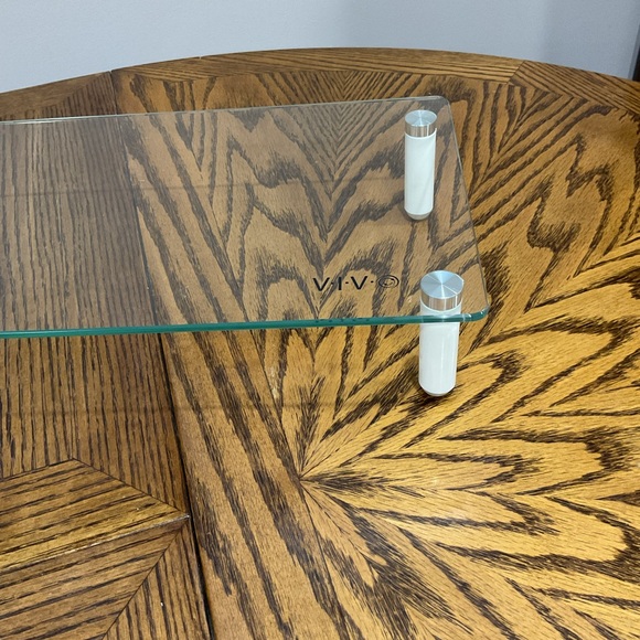 Contemporary Multipurpose Table Riser Glass Shelf with detachable white legs - Picture 2 of 6